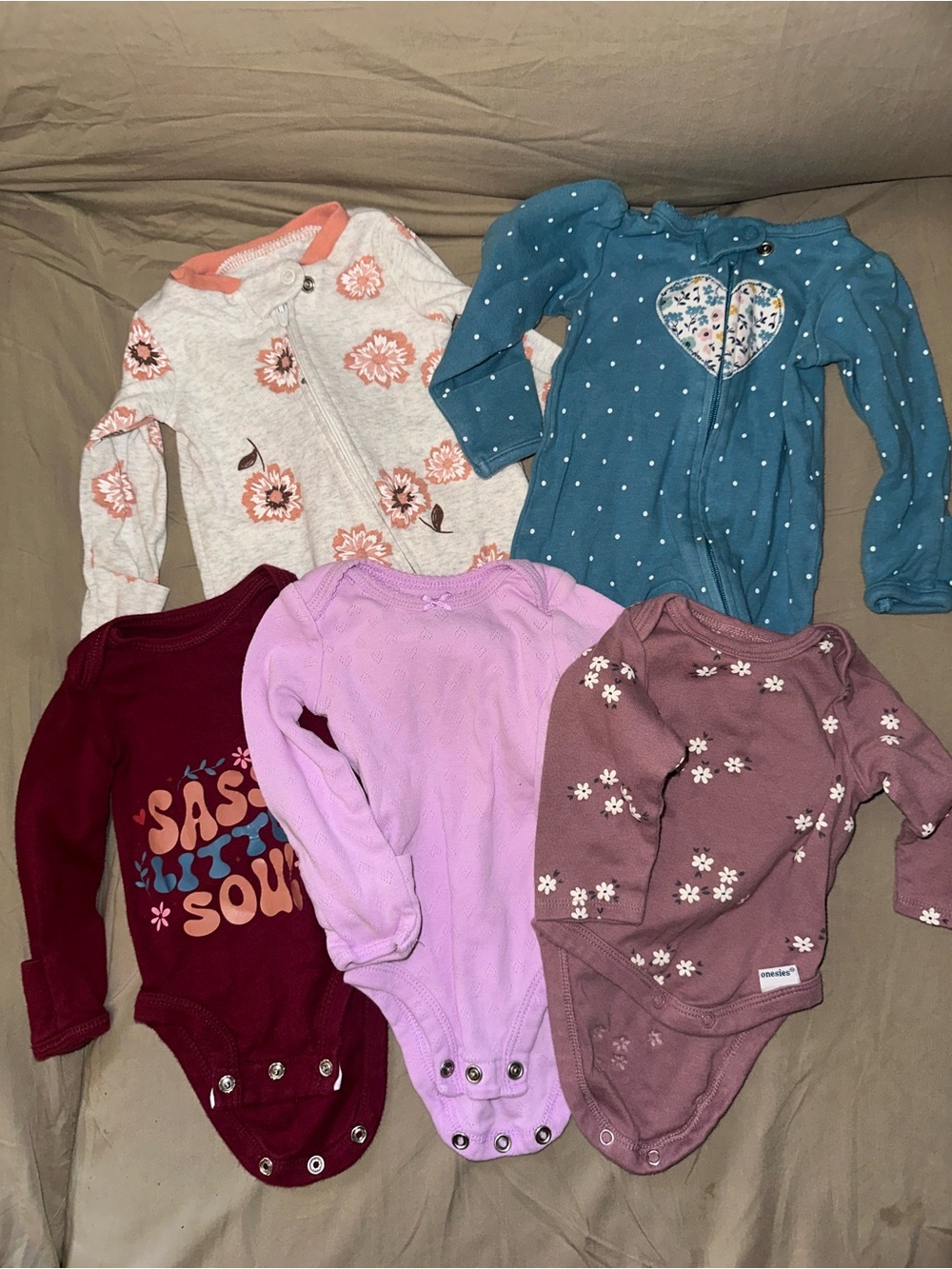 Mixed Girls Long-Sleeve One-Piece Bodysuits - Assorted Colors